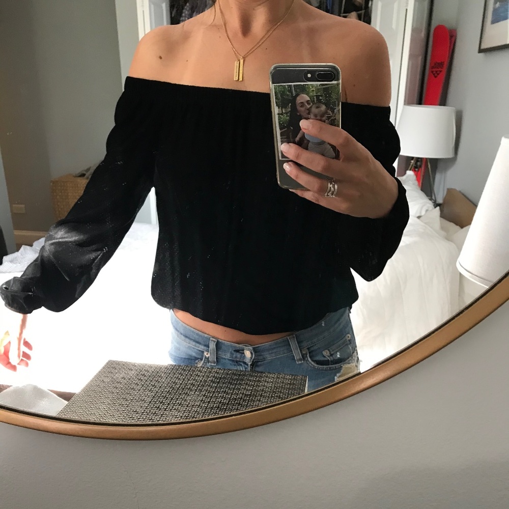 Black off the shoulder top